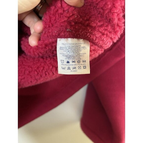 Lands End Fleece Lined Toogle Jacket Zipper Hood Pink Winter Size Medium - Picture 3 of 11